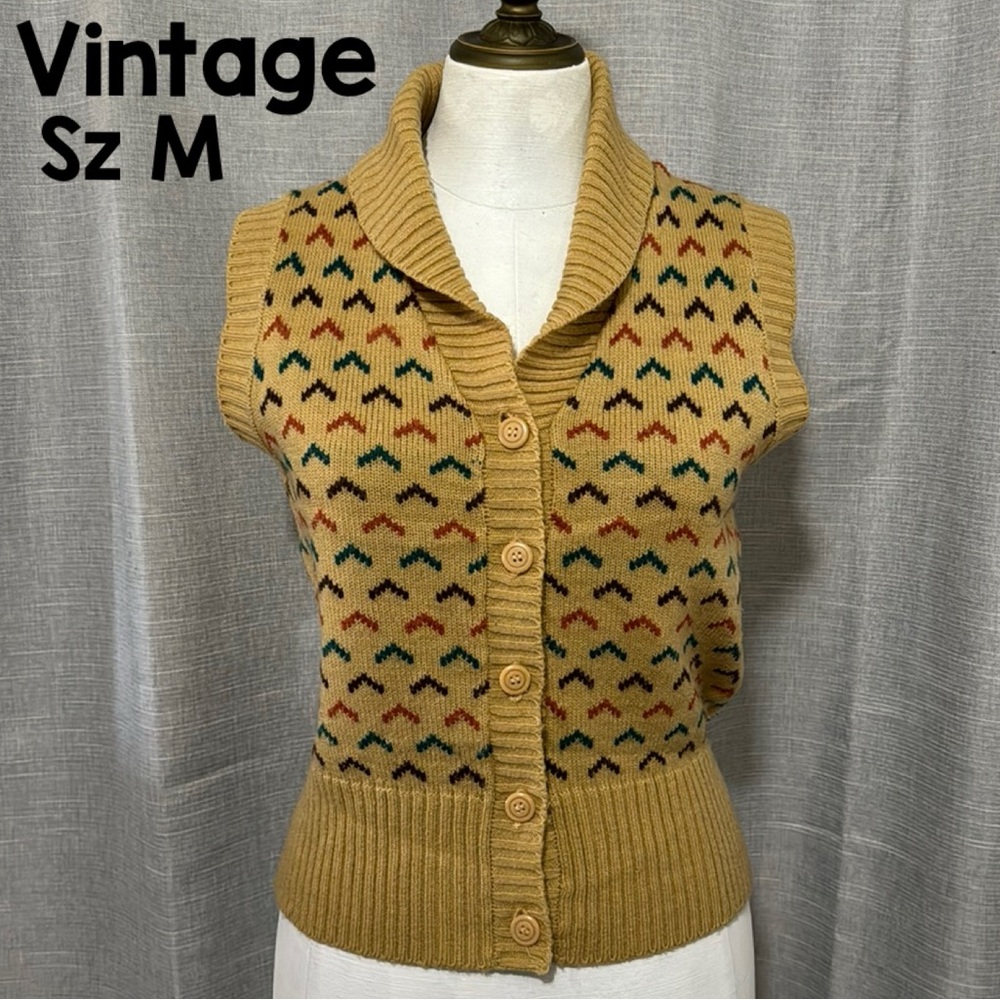 Vintage Susie’s Casuals Sweater Vest-Sz M-Tan-EUC